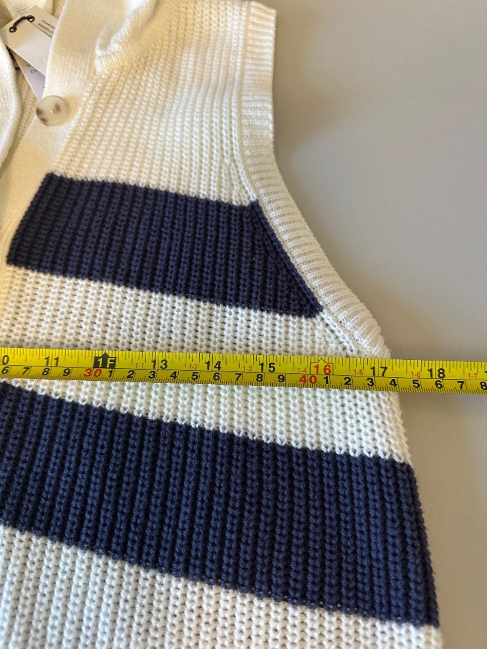 Central Park West NWT Sleeveless Hooded Stripe Button Front Sweater | Size Large - Picture 5 of 7